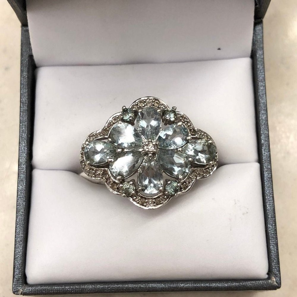 Genuine Aquamarine 925 Sterling Silver Ring